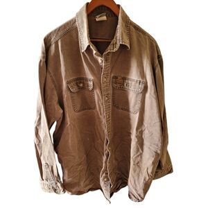 Carhartt Taupe Brown Button Front Work Shirt Thrashed Used Condition 2XL Tall